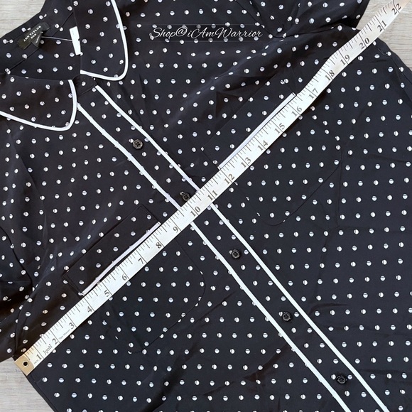 Ann Taylor NWT navy dotted contrast piped silk pj style blouse *shop@iamwarrior - Picture 7 of 10